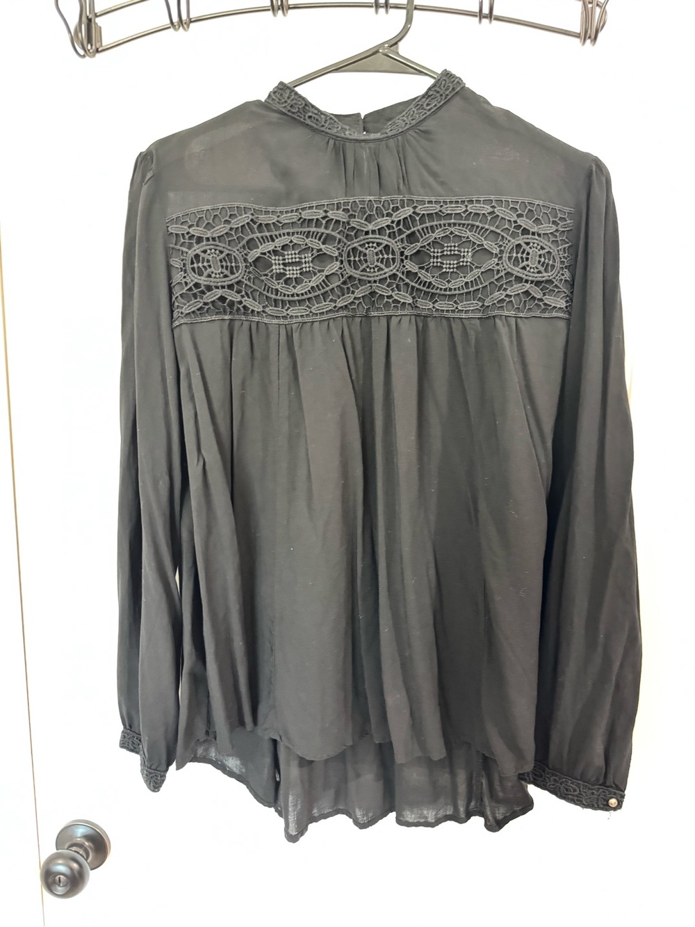 Cato Black Lace Yoke Long-Sleeve Tunic